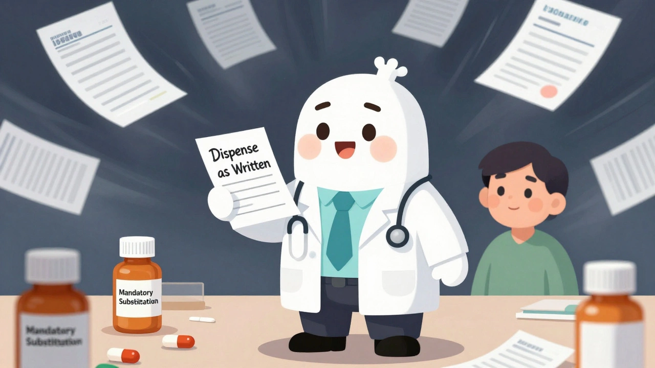 Doctor insists on brand-name prescription as insurance tries to force a generic substitution.