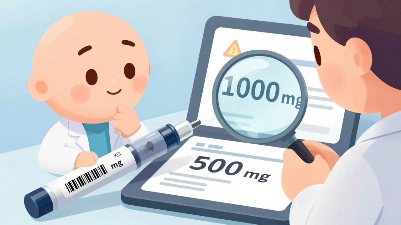 Pharmacist checking insulin pen label against prescription due to unreadable barcode