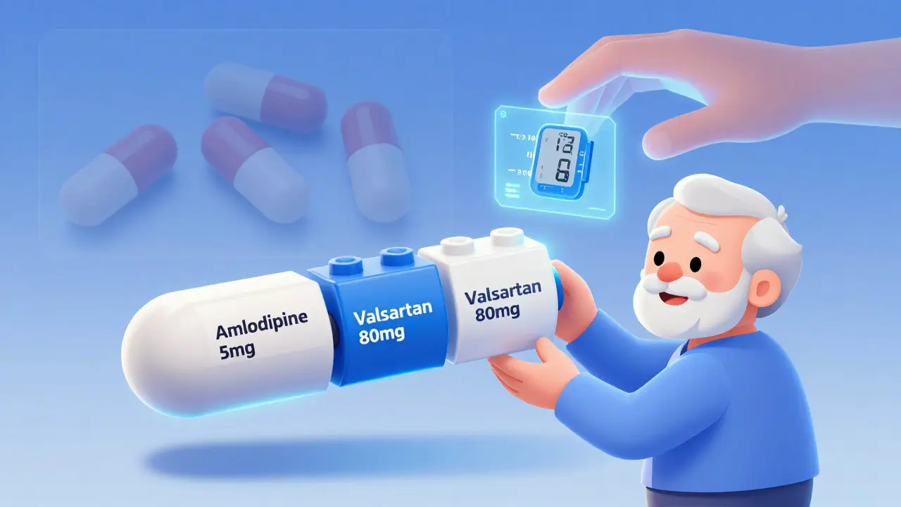 A modular pill snaps together like Lego bricks, symbolizing flexible dosing in future medicine.