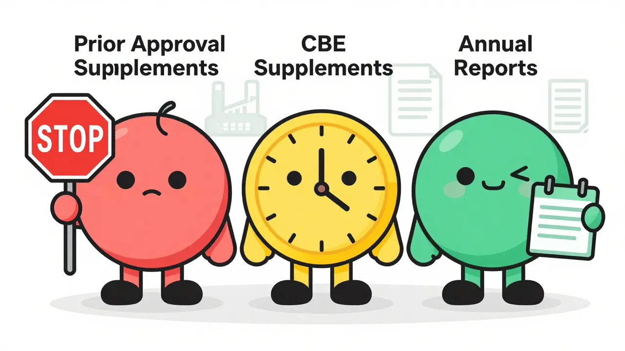 Three characters representing PAS, CBE, and Annual Report categories