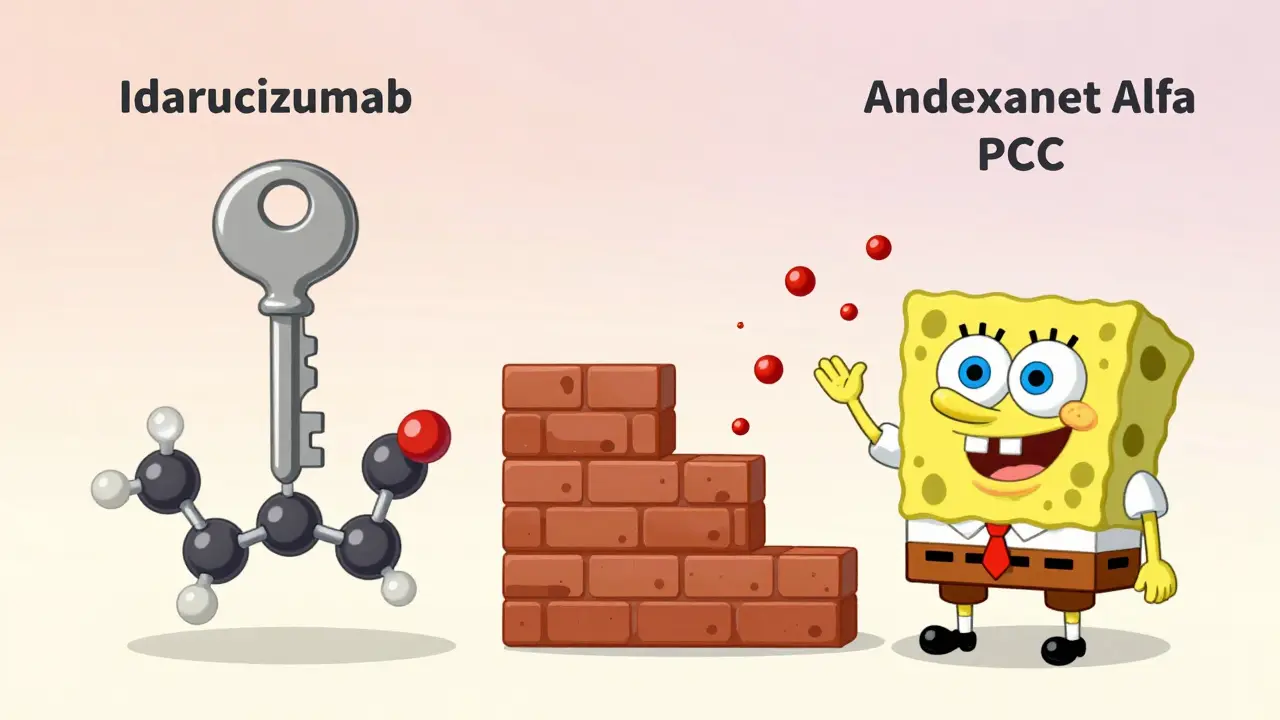 Illustration comparing mechanisms of three anticoagulant reversal drugs