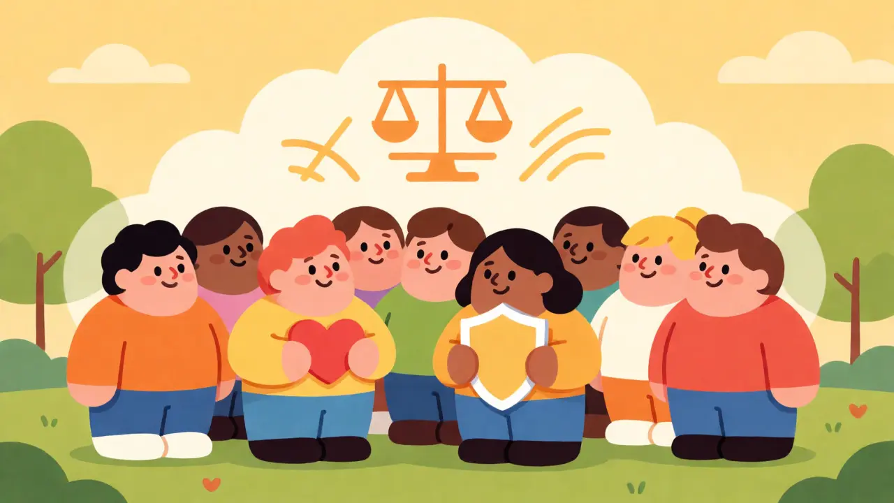 Relaxed cartoon people in a park symbolizing health and monitoring.